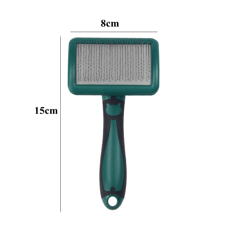 Stainless Steel Dog & Cat Grooming Brush – Hair Remover, Massage Comb & Deshedding Tool with Soft Anti-Slip Handle