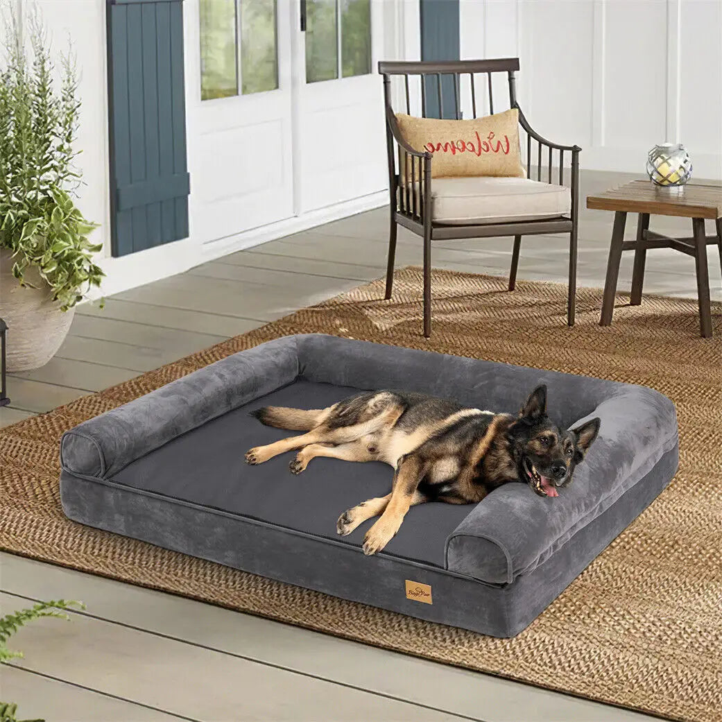 Orthopedic Dog Bed Extra Large – Supportive Pet Mattress with Bolster Sides, Removable Washable Cover & Soft Foam Cushion