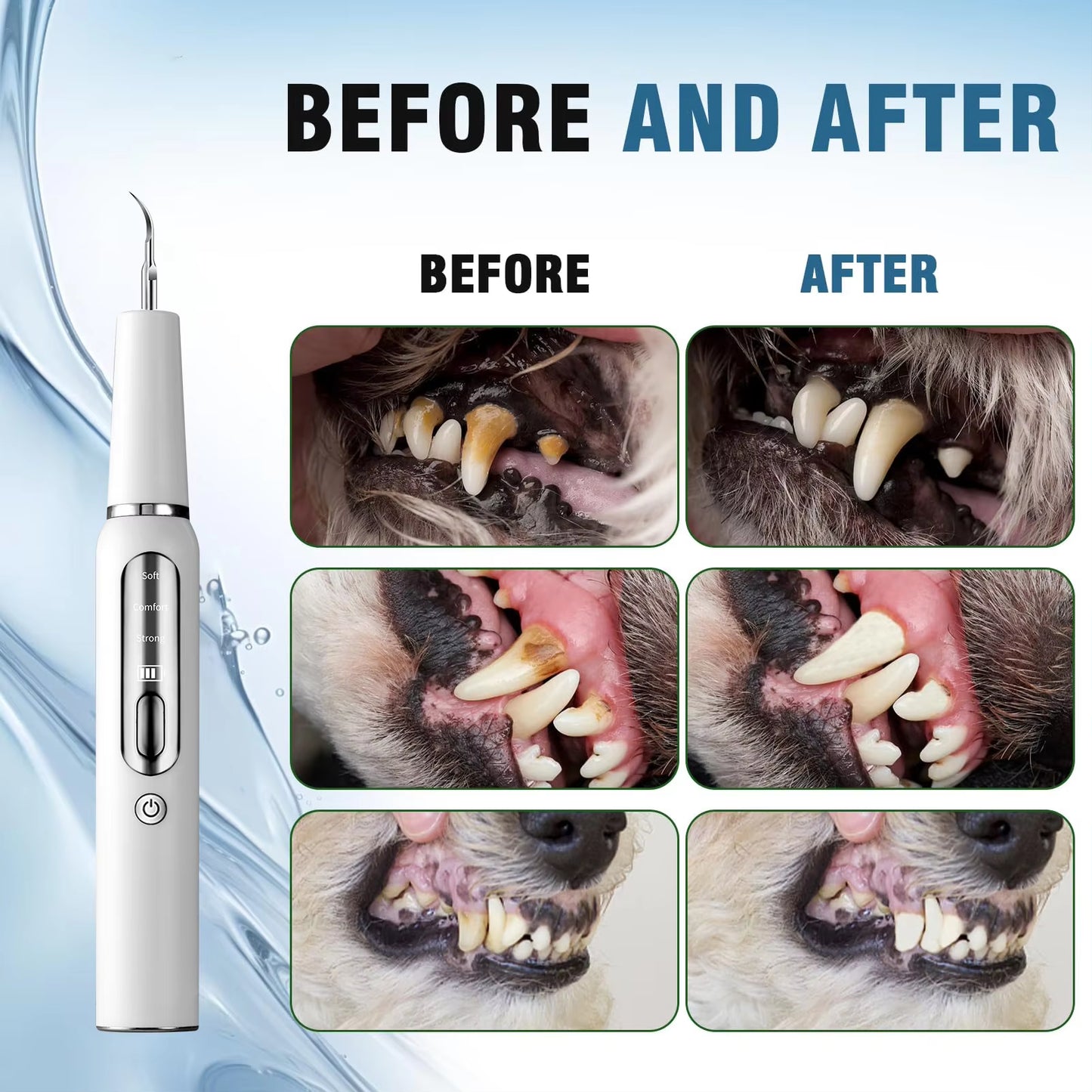 Ultrasonic Dog Toothbrush & Dental Scaler – Electric Plaque Remover Tool for Dogs & Cats | Pet Teeth Cleaning Kit for Tartar, Calculus & Oral Care