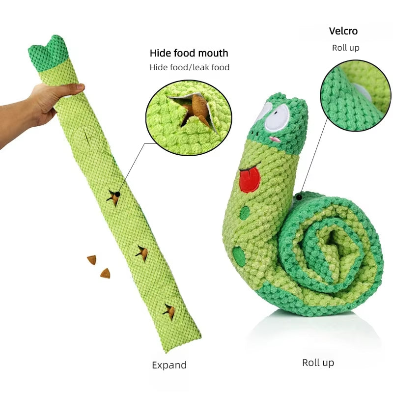 Interactive Dog Puzzle Feeder Toy – Indestructible Plush Squeaky Snail Toy for Puppies & Small Dogs | Food Hiding & Sound Play