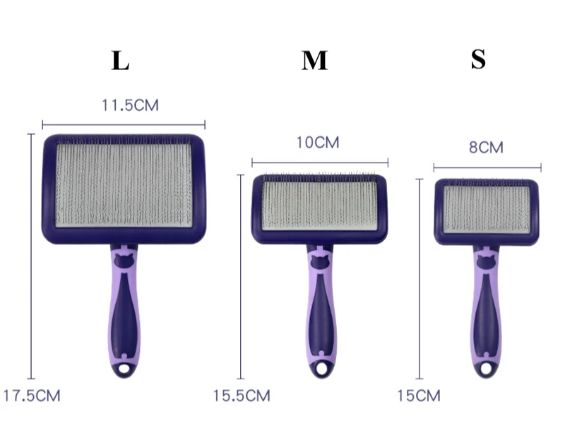 Stainless Steel Dog & Cat Grooming Brush – Hair Remover, Massage Comb & Deshedding Tool with Soft Anti-Slip Handle