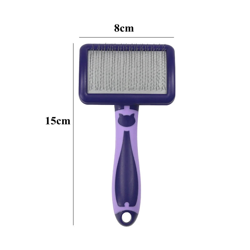 Stainless Steel Dog & Cat Grooming Brush – Hair Remover, Massage Comb & Deshedding Tool with Soft Anti-Slip Handle
