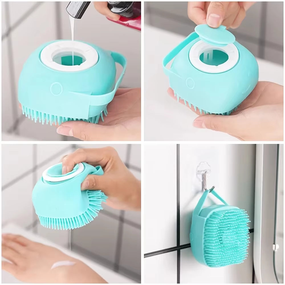 Multifunctional Silicone Bath Massage Brush for Dogs and Cats - Safe and Soft Pet Grooming Tool