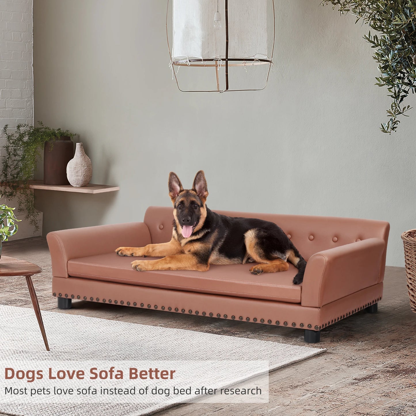Luxury Waterproof Pet Sofa Bed for Dogs & Cats – Elevated Snuggle Lounge with Removable Cushion & Leathaire Cover | Stylish Dog Couch Bed