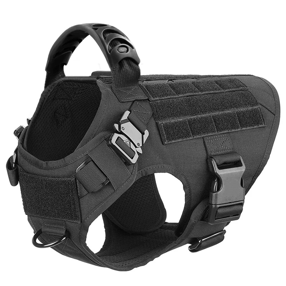 Tactical Dog Harness Set for Medium & Large Dogs – Adjustable Molle Vest with Leash, Collar & Pouches | Durable 1050D Nylon for German Shepherd, Malinois