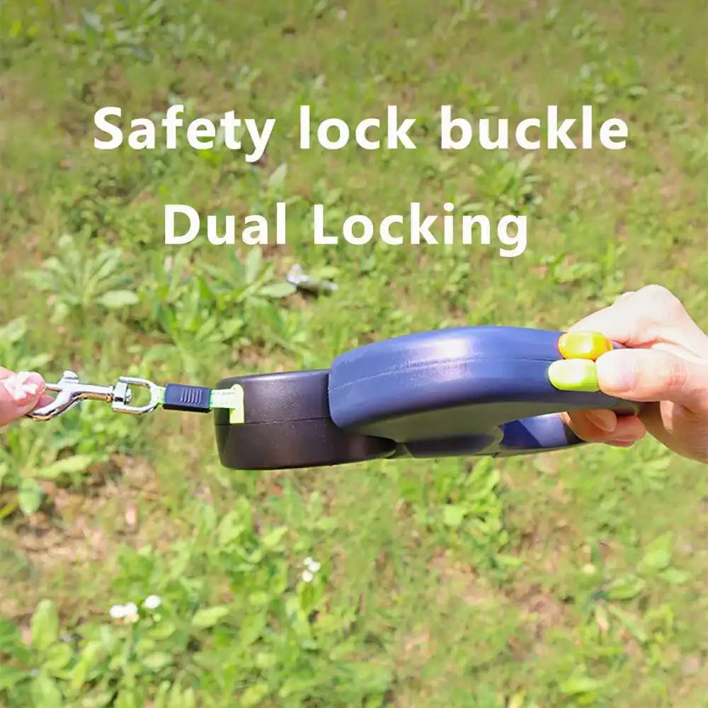 Dual Auto Retractable Dog Leash with LED Flashlight & Waste Bag Holder – 3M Tangle-Free Double Leash for Two Dogs | 360° Swivel No-Tangle Design