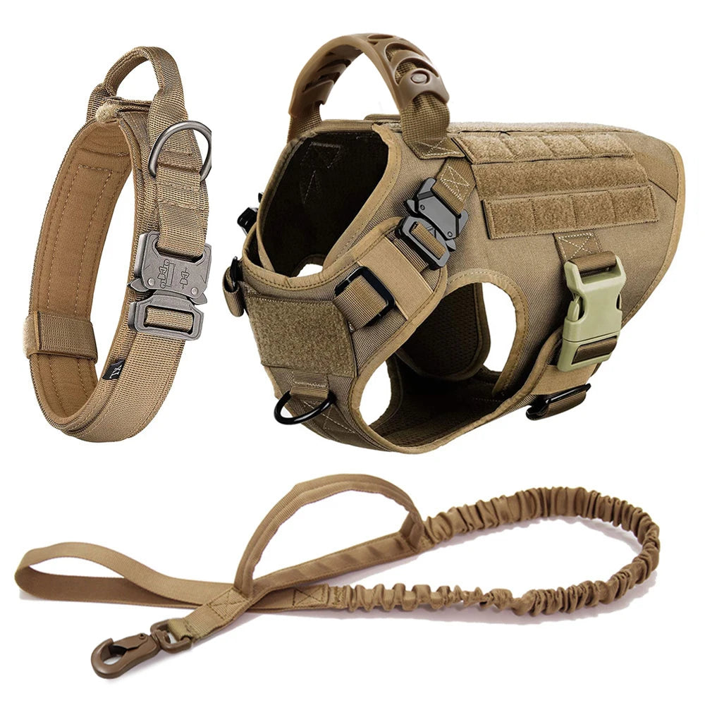 Tactical Dog Harness Set for Medium & Large Dogs – Adjustable Molle Vest with Leash, Collar & Pouches | Durable 1050D Nylon for German Shepherd, Malinois