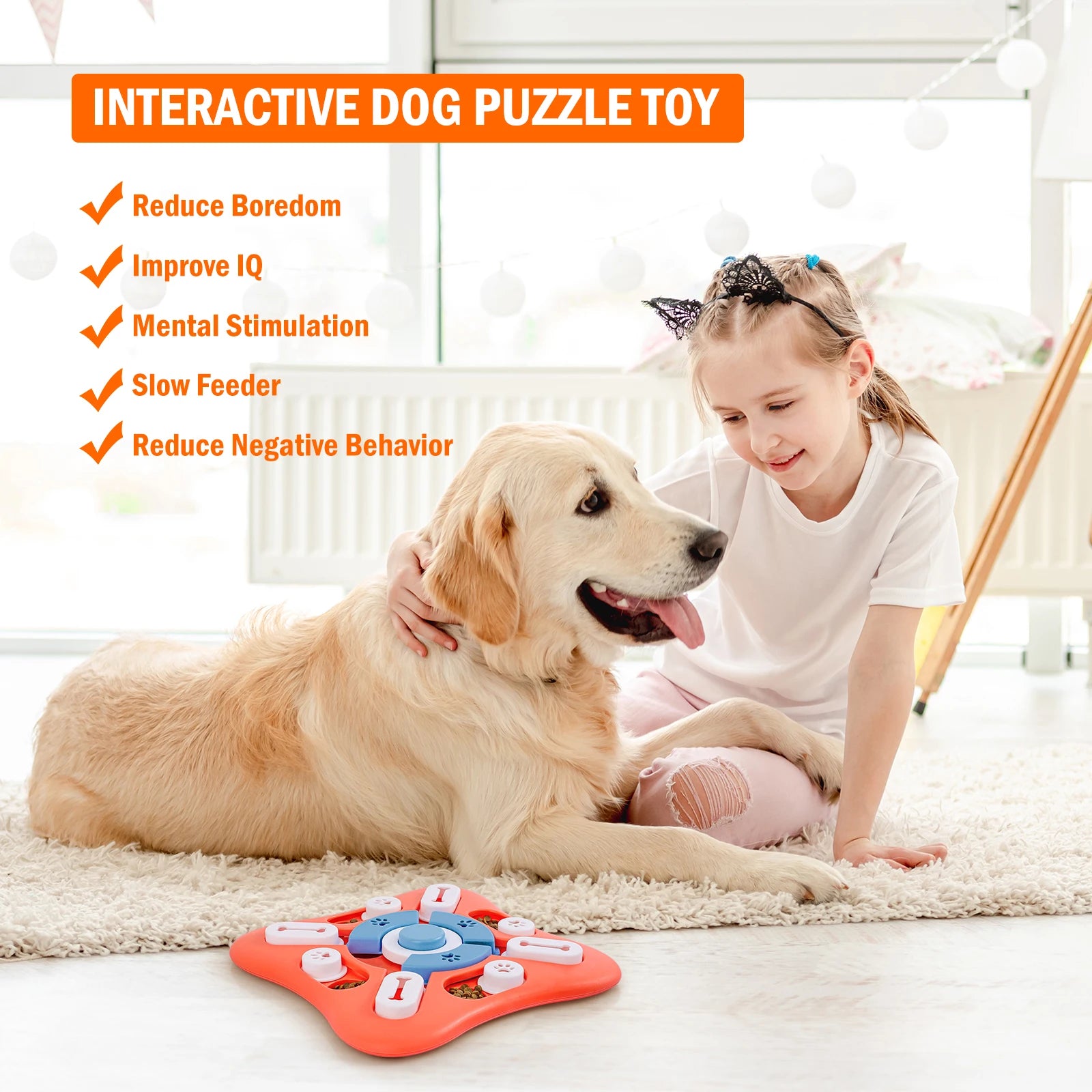 Interactive Dog Puzzle Toy for IQ Training – Treat Dispenser for Small, Medium & Large Dogs – Mental Stimulation Enrichment Game