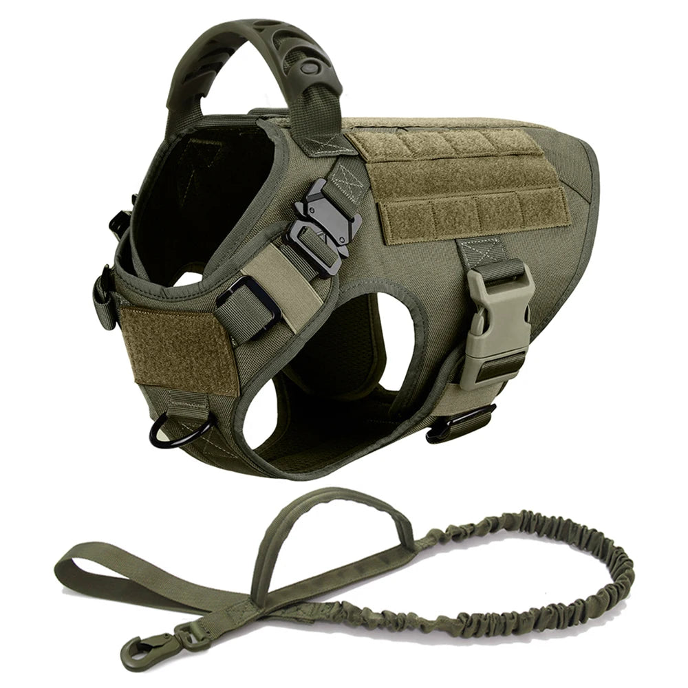 Tactical Dog Harness Set for Medium & Large Dogs – Adjustable Molle Vest with Leash, Collar & Pouches | Durable 1050D Nylon for German Shepherd, Malinois