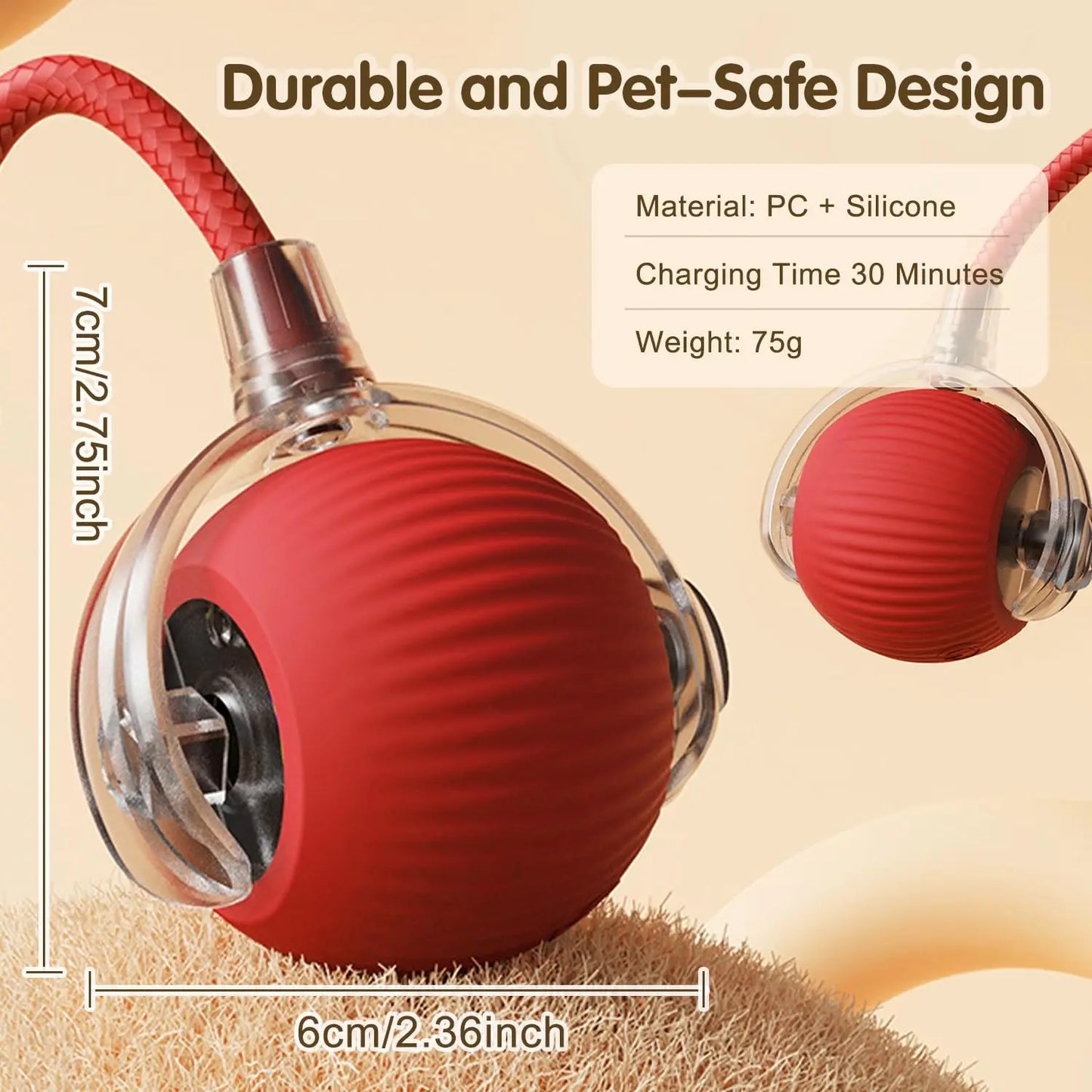 Rechargeable Interactive Cat & Puppy Ball Toy with Rolling Tail - Smart Automatic Pet Playmate