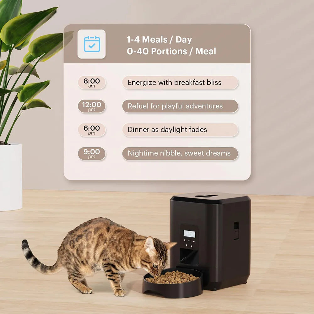 Automatic Smart Pet Feeder - Timed Cat and Dog Food Dispenser with Slow Feeding Bowl