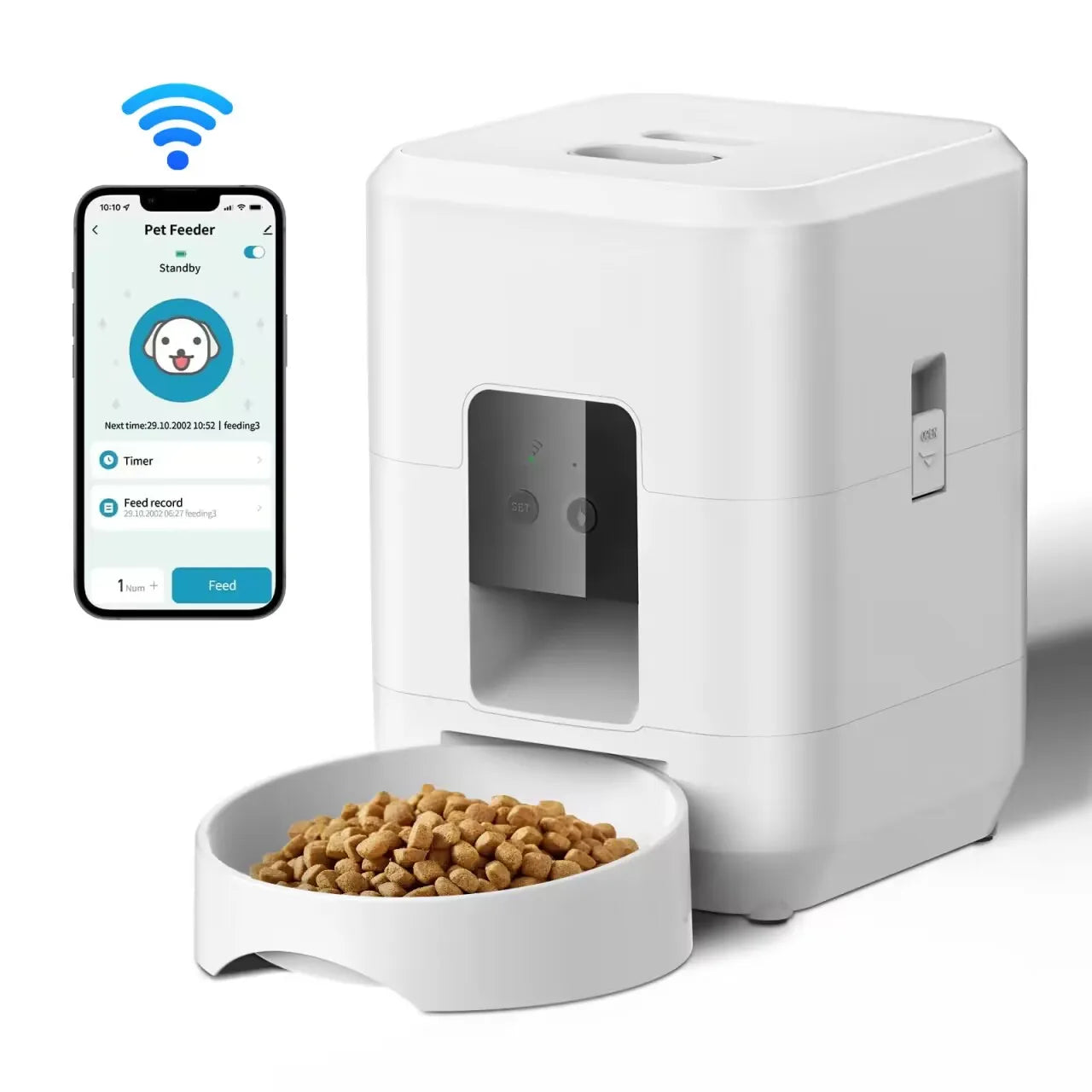 Automatic Smart Pet Feeder - Timed Cat and Dog Food Dispenser with Slow Feeding Bowl