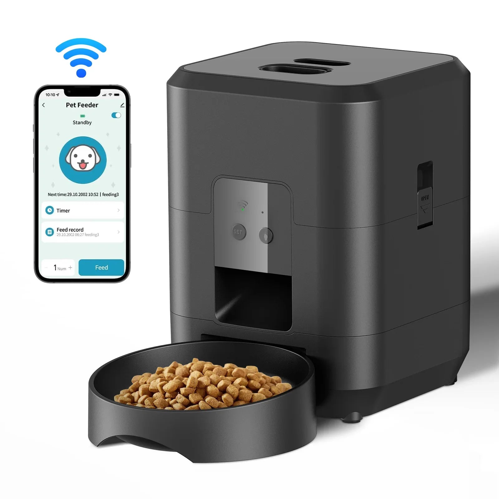 Automatic Smart Pet Feeder - Timed Cat and Dog Food Dispenser with Slow Feeding Bowl