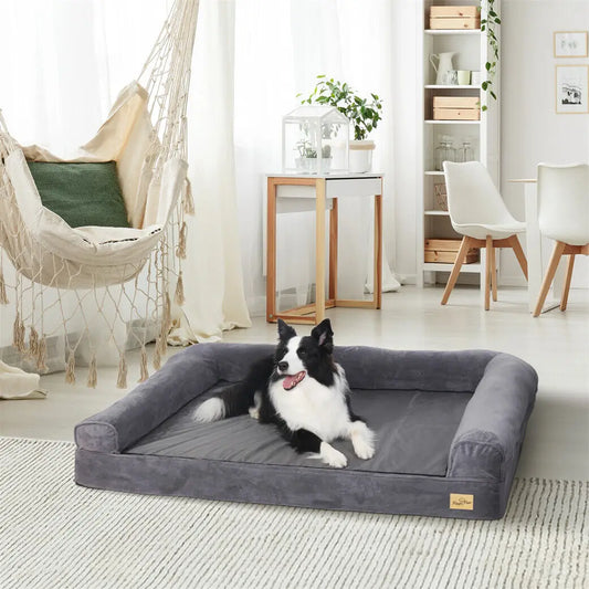 Orthopedic Dog Bed Extra Large – Supportive Pet Mattress with Bolster Sides, Removable Washable Cover & Soft Foam Cushion