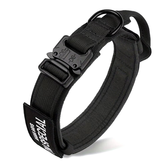 Heavy Duty Tactical Dog Collar with Handle – Military-Grade Training Collar for Medium & Large Dogs | Outdoor Walking with Velcro Patch