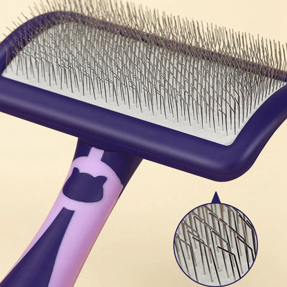 Stainless Steel Dog & Cat Grooming Brush – Hair Remover, Massage Comb & Deshedding Tool with Soft Anti-Slip Handle