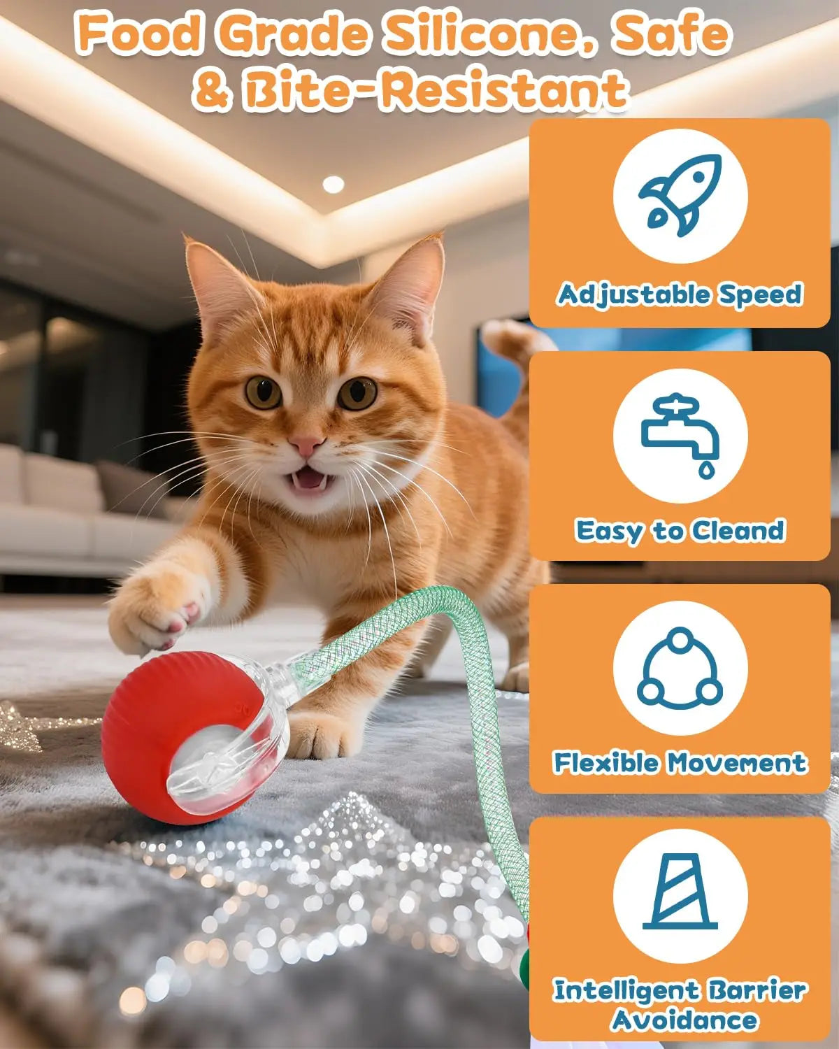 Rechargeable Interactive Cat & Puppy Ball Toy with Rolling Tail - Smart Automatic Pet Playmate