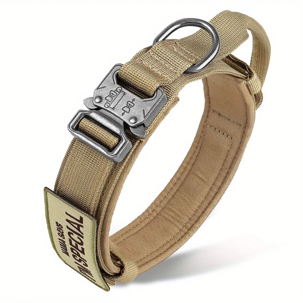 Heavy Duty Tactical Dog Collar with Handle – Military-Grade Training Collar for Medium & Large Dogs | Outdoor Walking with Velcro Patch