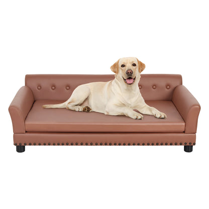 Luxury Waterproof Pet Sofa Bed for Dogs & Cats – Elevated Snuggle Lounge with Removable Cushion & Leathaire Cover | Stylish Dog Couch Bed