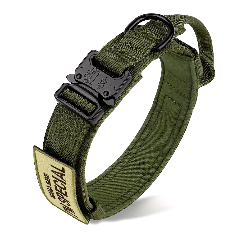 Heavy Duty Tactical Dog Collar with Handle – Military-Grade Training Collar for Medium & Large Dogs | Outdoor Walking with Velcro Patch