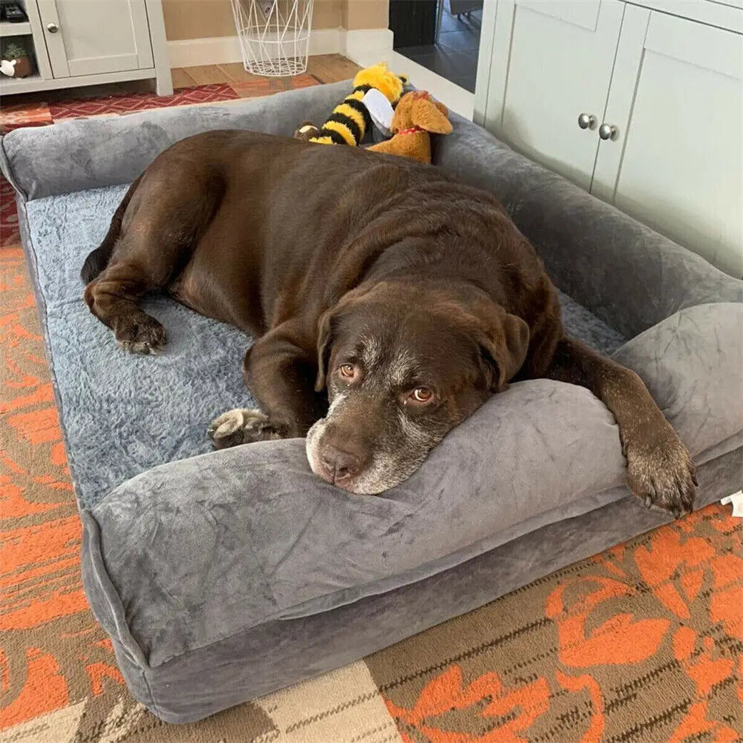 Orthopedic Dog Bed Extra Large – Supportive Pet Mattress with Bolster Sides, Removable Washable Cover & Soft Foam Cushion