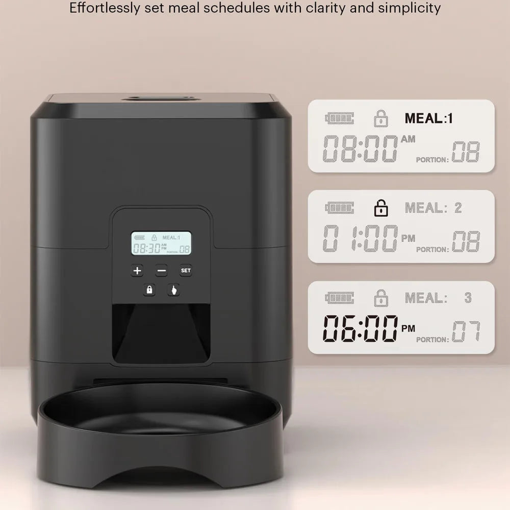 Automatic Smart Pet Feeder - Timed Cat and Dog Food Dispenser with Slow Feeding Bowl