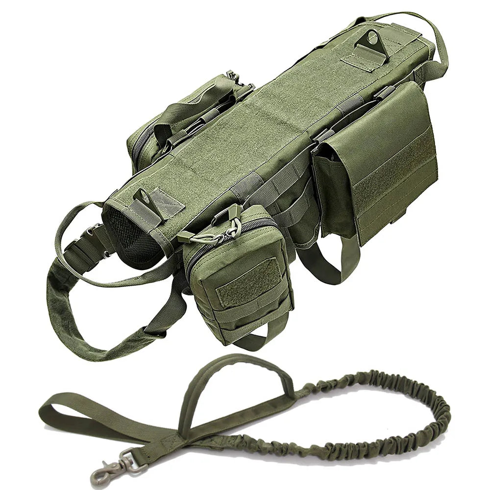 Camouflage Tactical Dog Harness & Leash Set – No-Pull Training Vest for German Shepherd, Malinois & Large Dogs | Adjustable & Durable