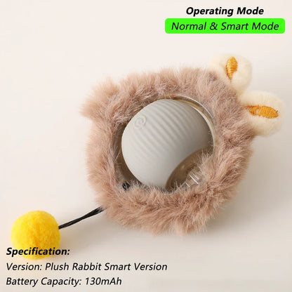 Rechargeable Interactive Cat & Puppy Ball Toy with Rolling Tail - Smart Automatic Pet Playmate