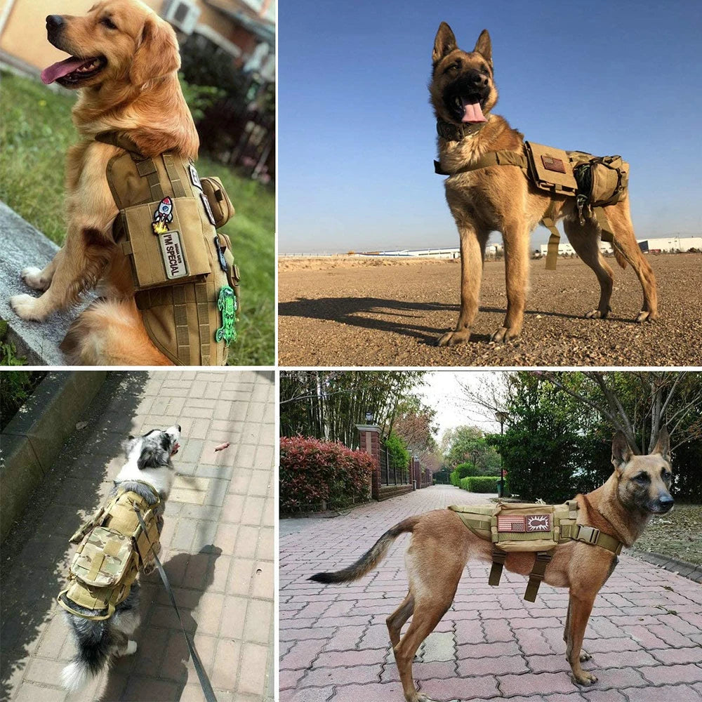 Camouflage Tactical Dog Harness & Leash Set – No-Pull Training Vest for German Shepherd, Malinois & Large Dogs | Adjustable & Durable