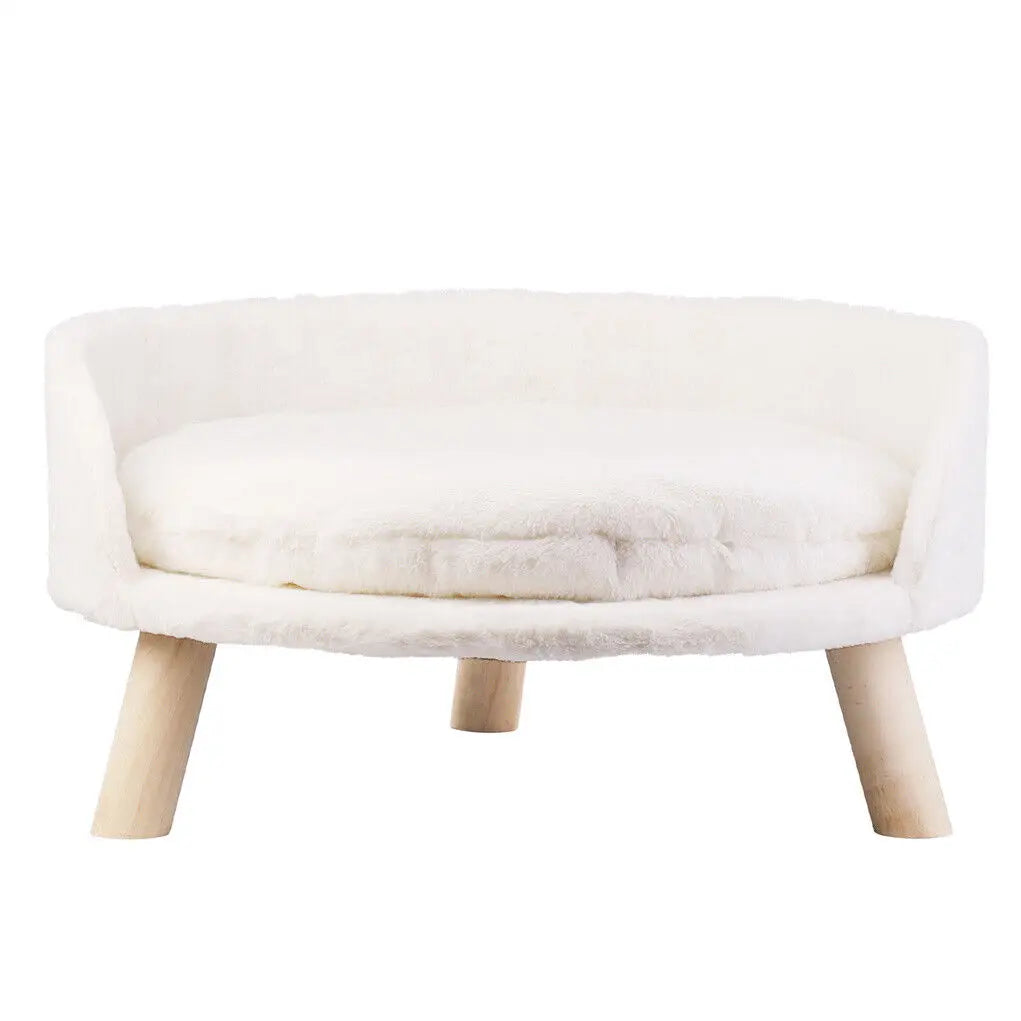 Luxury Plush Cat & Dog Bed with Cushion – Small Pet Nesting Chair with Wooden Legs | Washable, Soft & Stylish Couch for Cats & Puppies