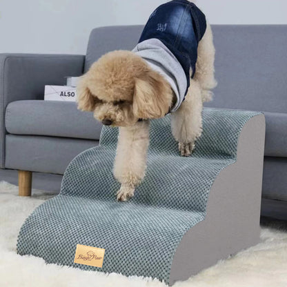 Extra Wide Dog Stairs Ramp for Beds & Couches – Non-Slip Pet Steps with Waterproof Cover | 3, 4, 5 Step Options for Small & Senior Dogs