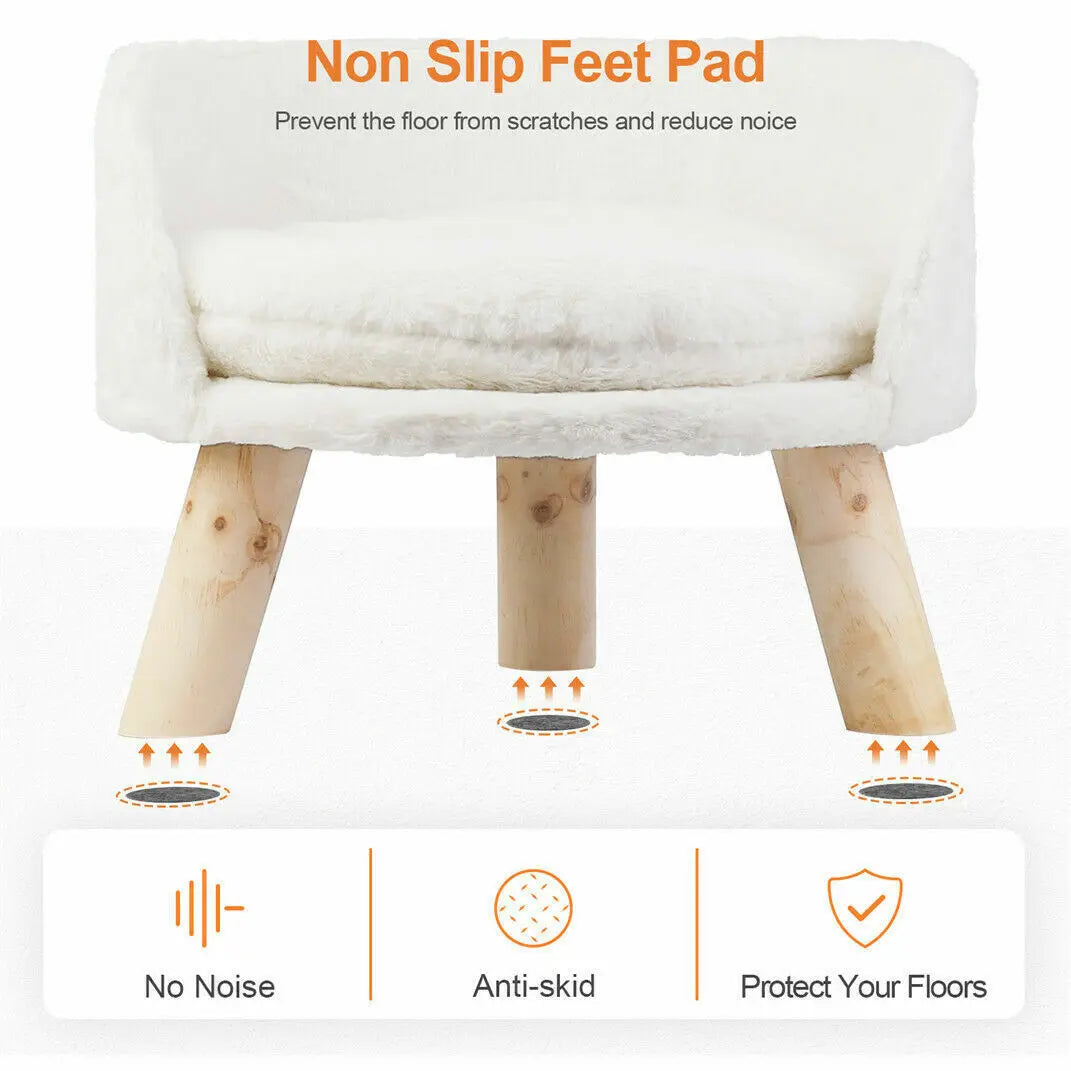 Luxury Plush Cat & Dog Bed with Cushion – Small Pet Nesting Chair with Wooden Legs | Washable, Soft & Stylish Couch for Cats & Puppies