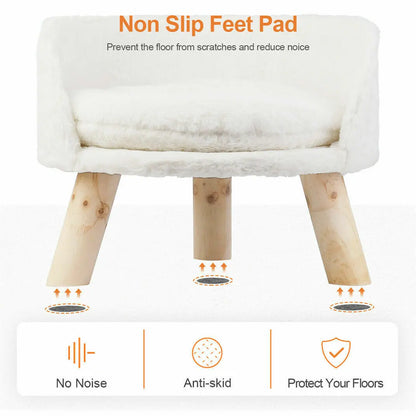Luxury Plush Cat & Dog Bed with Cushion – Small Pet Nesting Chair with Wooden Legs | Washable, Soft & Stylish Couch for Cats & Puppies