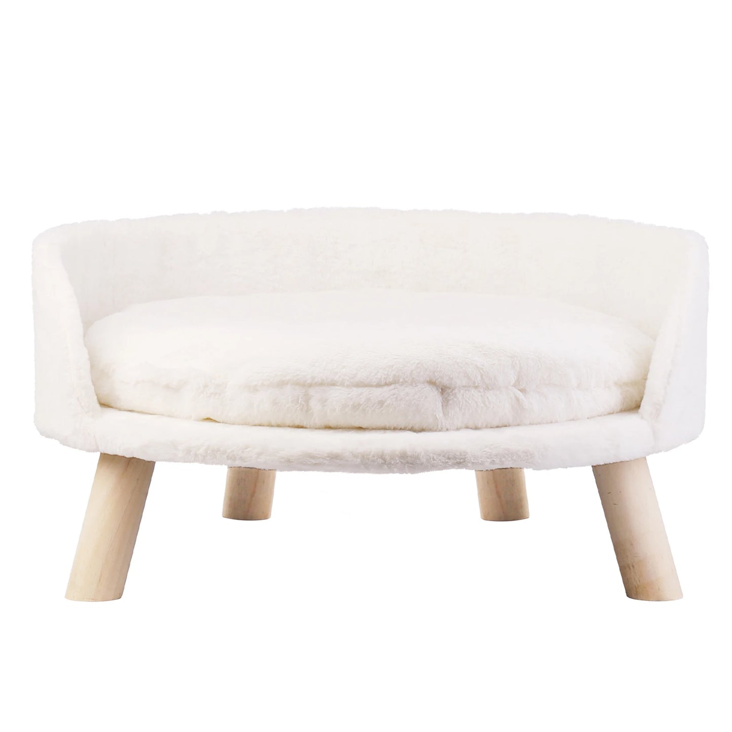 Luxury Plush Cat & Dog Bed with Cushion – Small Pet Nesting Chair with Wooden Legs | Washable, Soft & Stylish Couch for Cats & Puppies