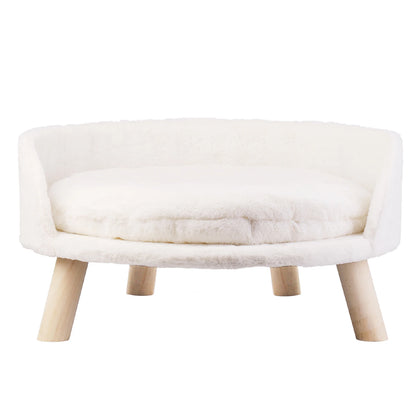 Luxury Plush Cat & Dog Bed with Cushion – Small Pet Nesting Chair with Wooden Legs | Washable, Soft & Stylish Couch for Cats & Puppies
