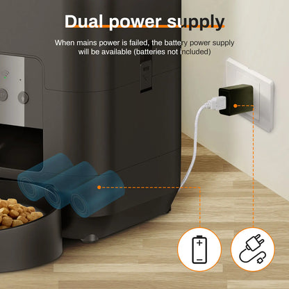 Automatic Smart Pet Feeder - Timed Cat and Dog Food Dispenser with Slow Feeding Bowl