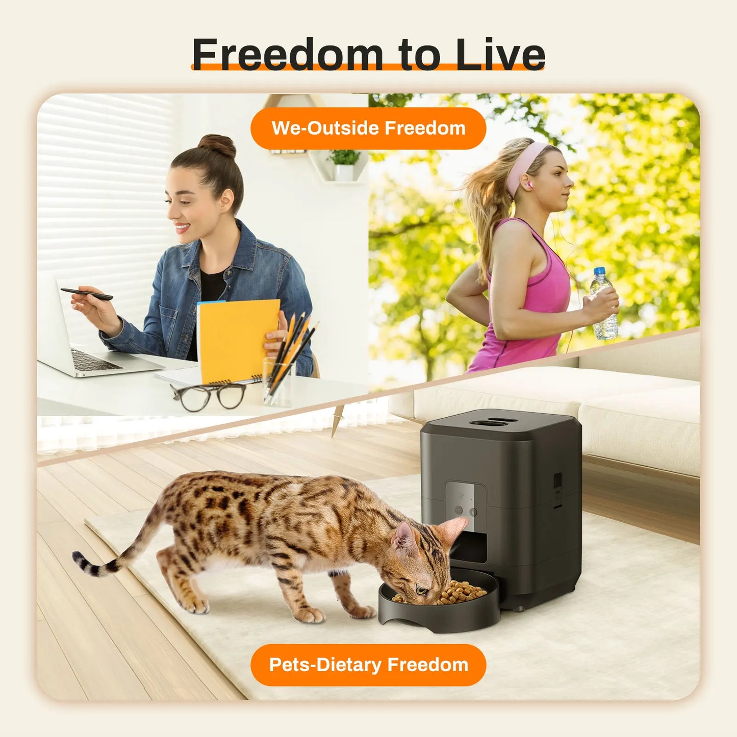 Automatic Smart Pet Feeder - Timed Cat and Dog Food Dispenser with Slow Feeding Bowl