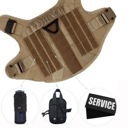 Tactical Dog Harness Set for Medium & Large Dogs – Adjustable Molle Vest with Leash, Collar & Pouches | Durable 1050D Nylon for German Shepherd, Malinois