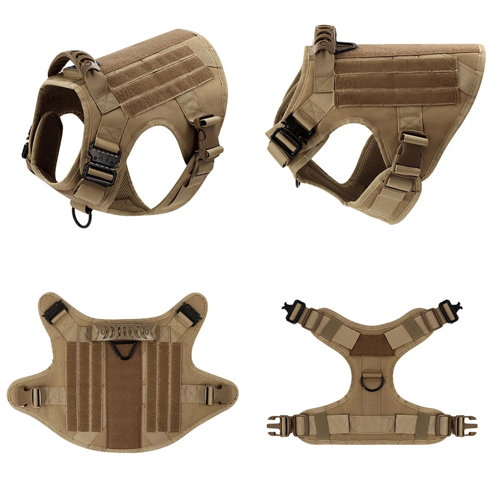 Tactical Dog Harness Set for Medium & Large Dogs – Adjustable Molle Vest with Leash, Collar & Pouches | Durable 1050D Nylon for German Shepherd, Malinois