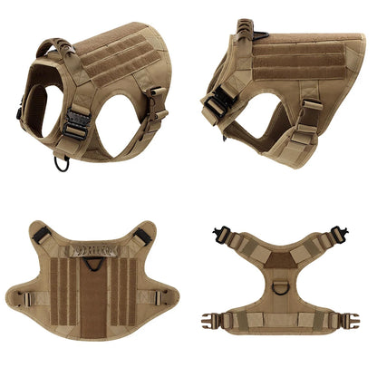 Tactical Dog Harness Set for Medium & Large Dogs – Adjustable Molle Vest with Leash, Collar & Pouches | Durable 1050D Nylon for German Shepherd, Malinois