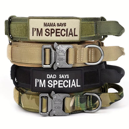 Heavy Duty Tactical Dog Collar with Handle – Military-Grade Training Collar for Medium & Large Dogs | Outdoor Walking with Velcro Patch