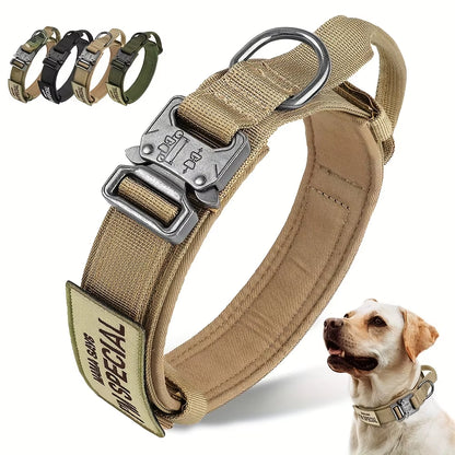 Heavy Duty Tactical Dog Collar with Handle – Military-Grade Training Collar for Medium & Large Dogs | Outdoor Walking with Velcro Patch